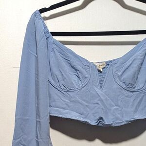Long Sleeve V-Neck Corset Crop Top - Pacsun LA Hearts  SZ. M